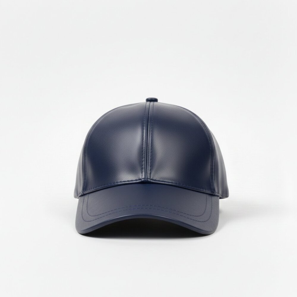 TELLARO Leather Baseball Cap - Navy